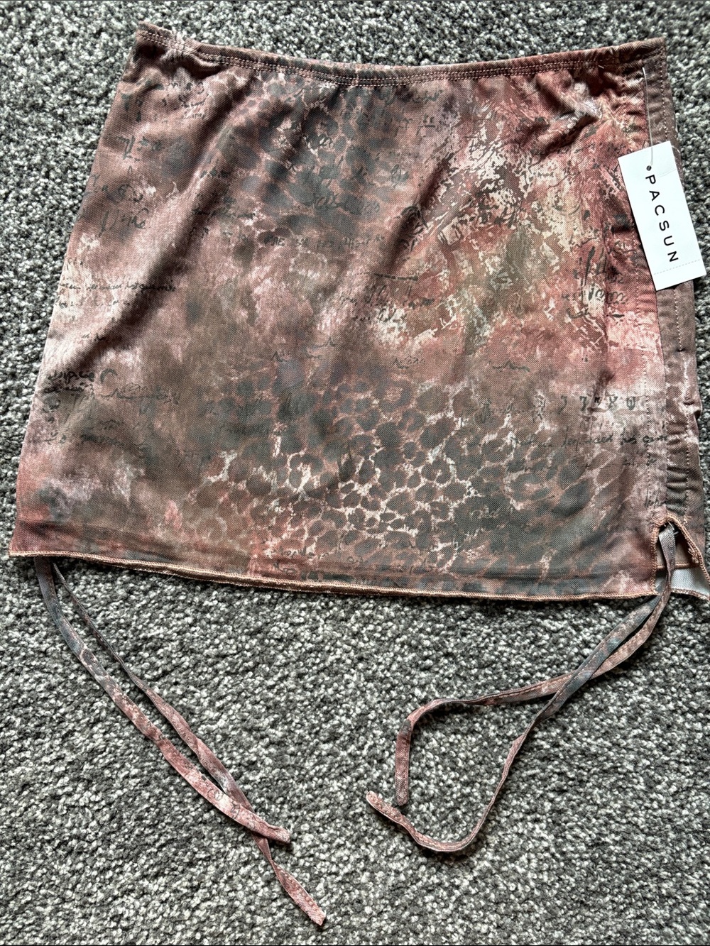 Edikted Brown Tie-Dye Leopard Print Mini Skirt